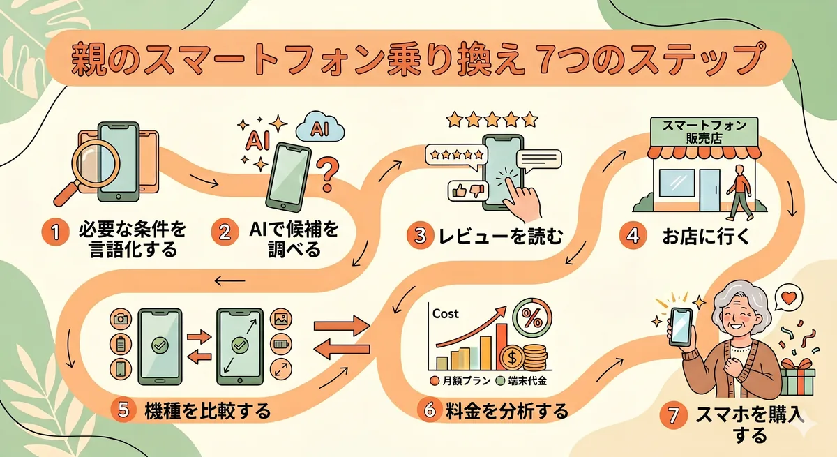 親のスマートフォン乗り換え 7つのステップ